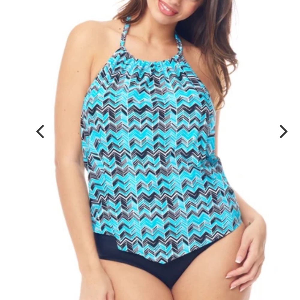 Sea & Sand Chevron Halter Hi Waisted Tankini